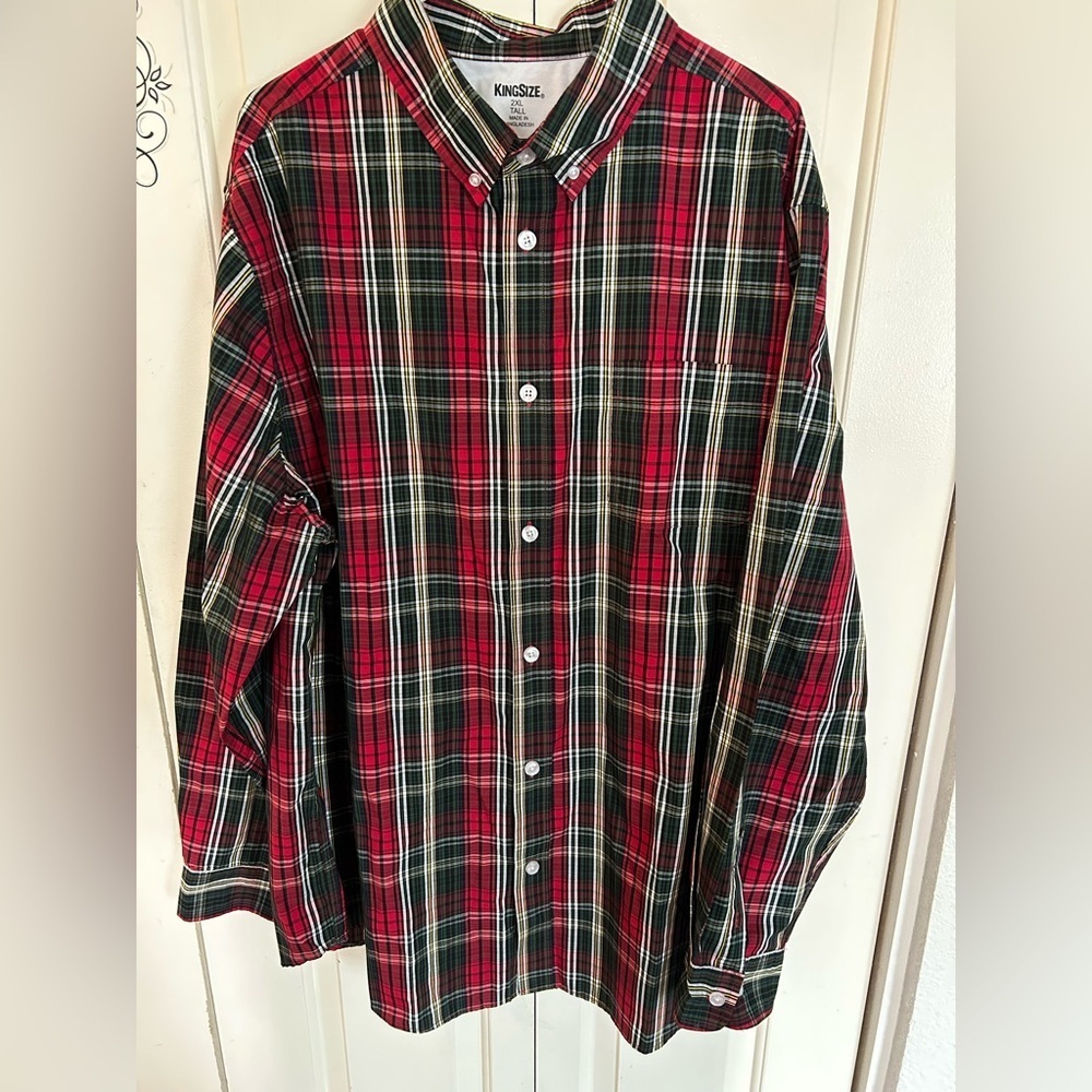 King Size Big and Tall Long Sleeve Plaid Shirt size 2XL Tall